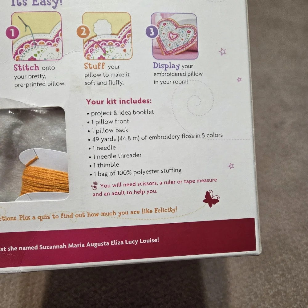 American Girl‎ Heart Pillow Craft Kit Pink and Orange Valentines 2012 Edition